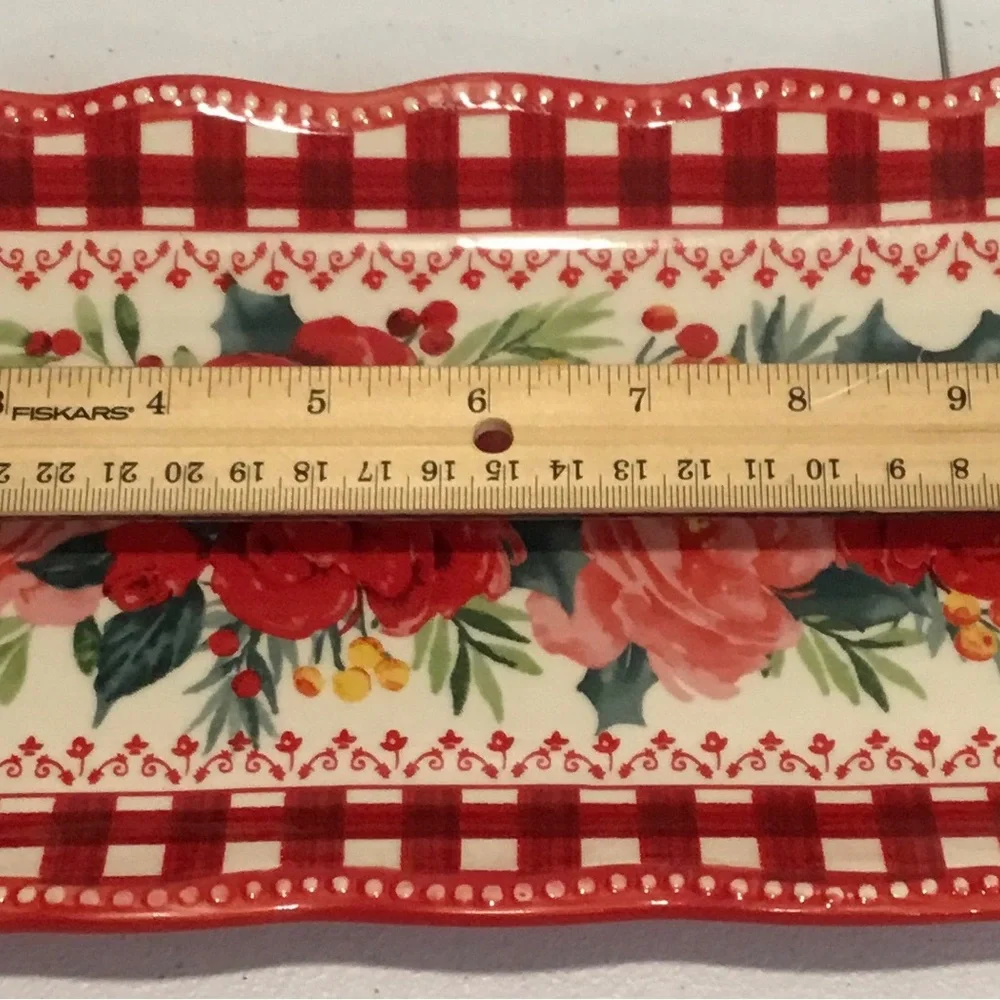 The Pioneer Woman Red and Pink Floral Ceramic Serving Platter